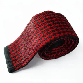 Knitted Tie| Red and Black Houndstooth Neckties