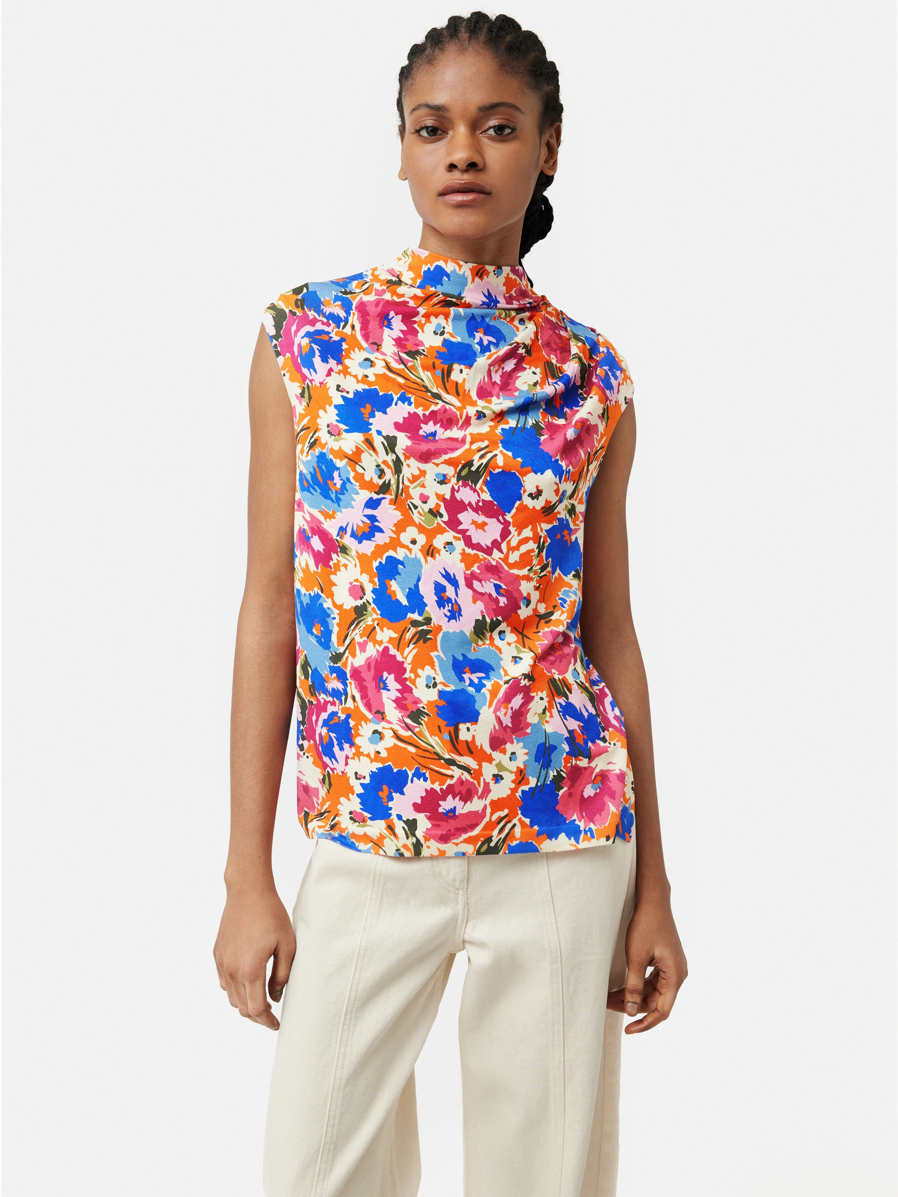 Abstract Meadow Pleat Top | Multi