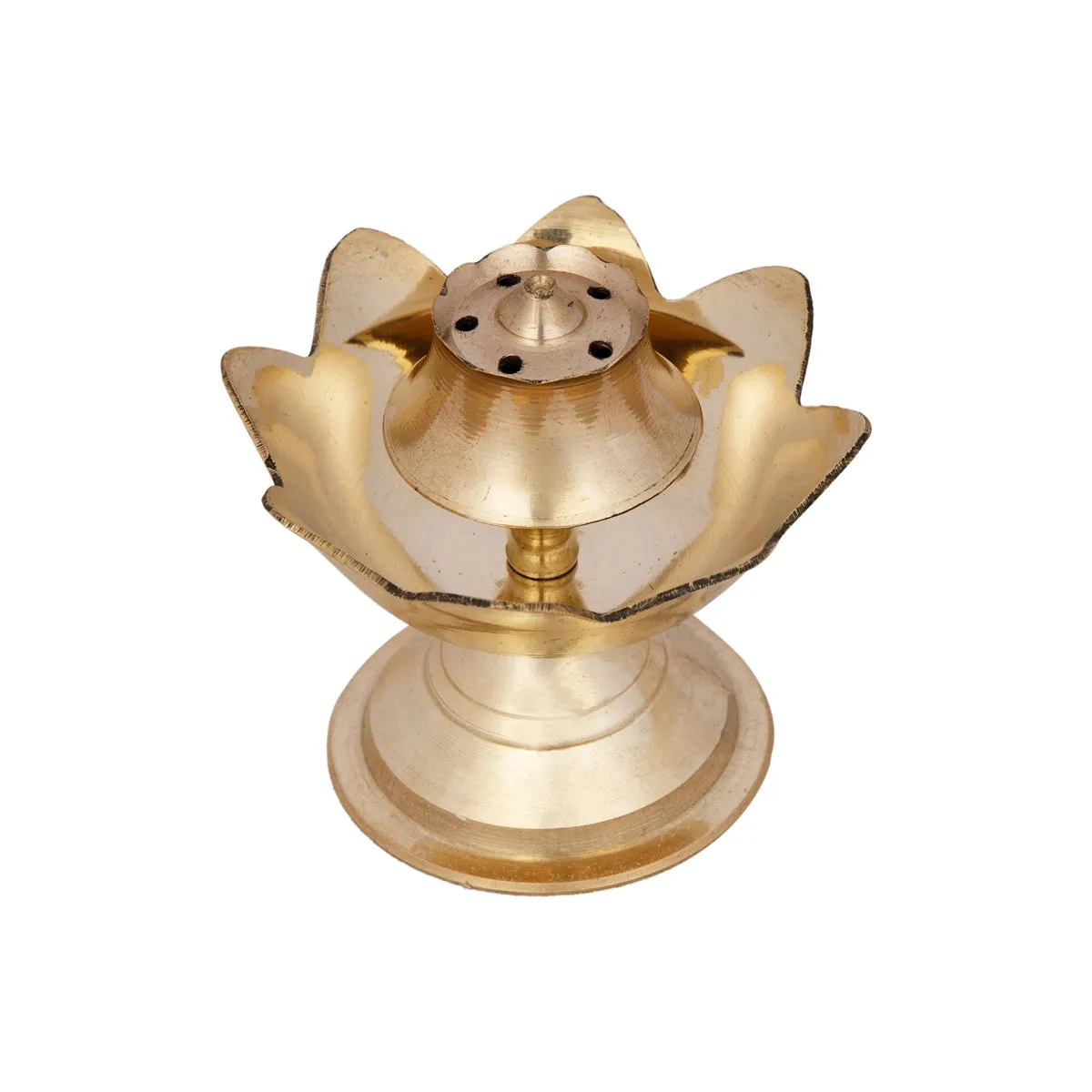 Agarbathi Stand - 2.5 x 2.5 Inches | Lotus Design Brass Incense Holder for Pooja/ 50 Gms Approx