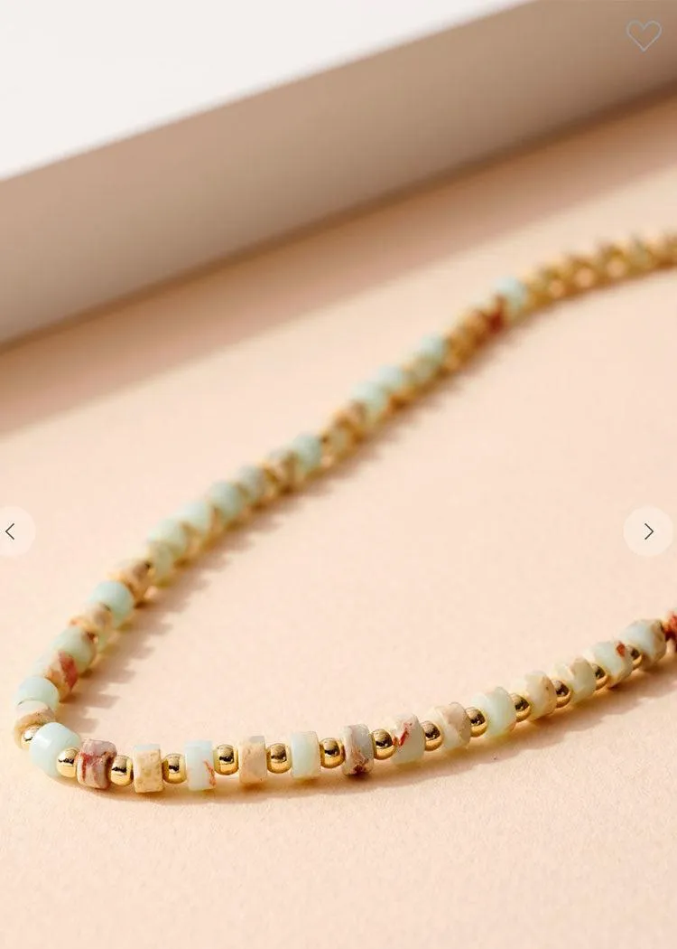 Arta Loop-Short Beaded Necklace-Mint ***FINAL SALE***