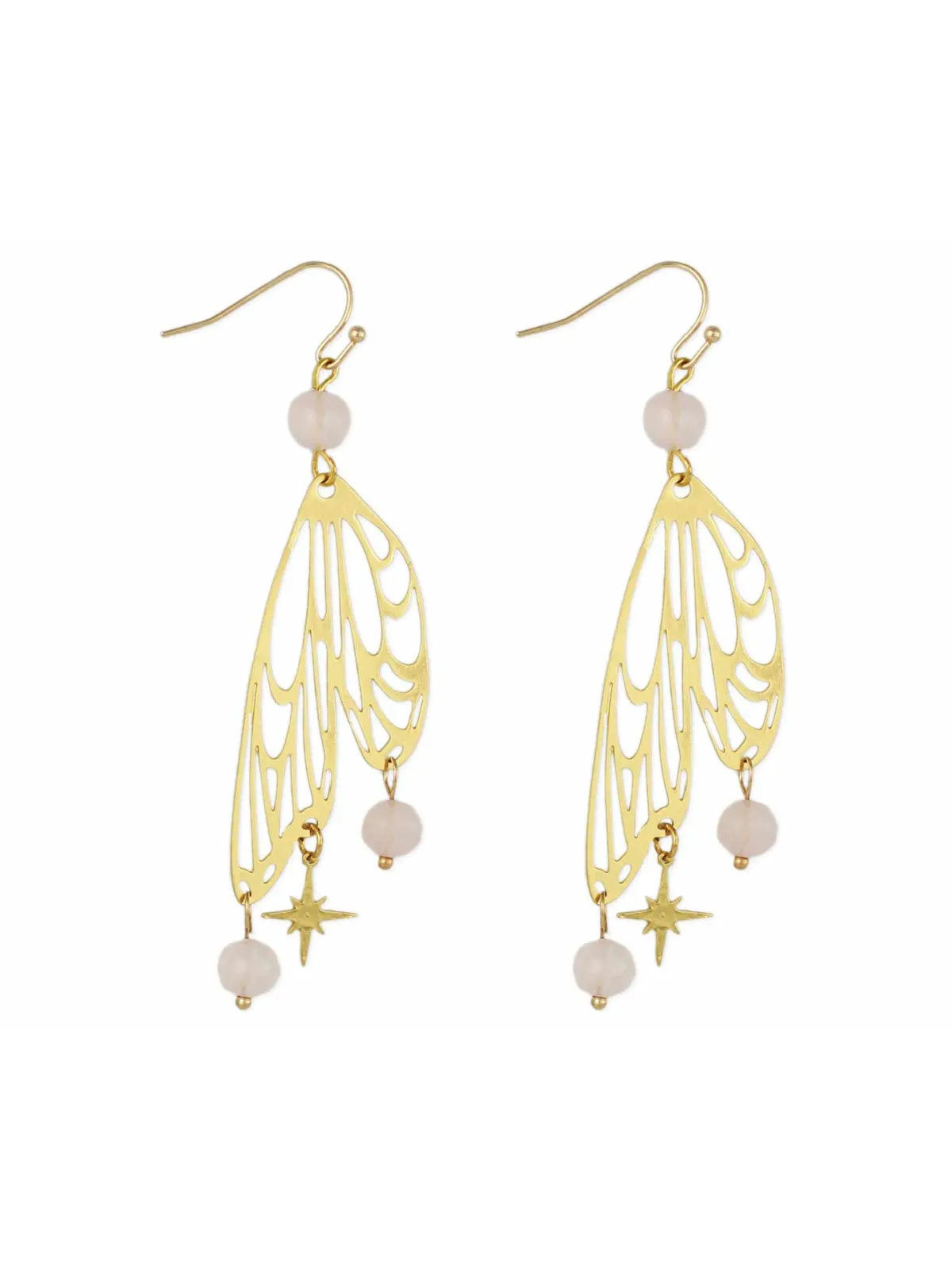 Beaded Butterfly Wing Statement Earrings