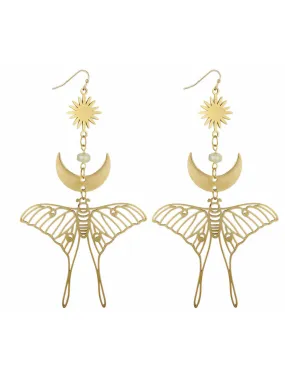 Celestial Luna Moth Statement Earrings