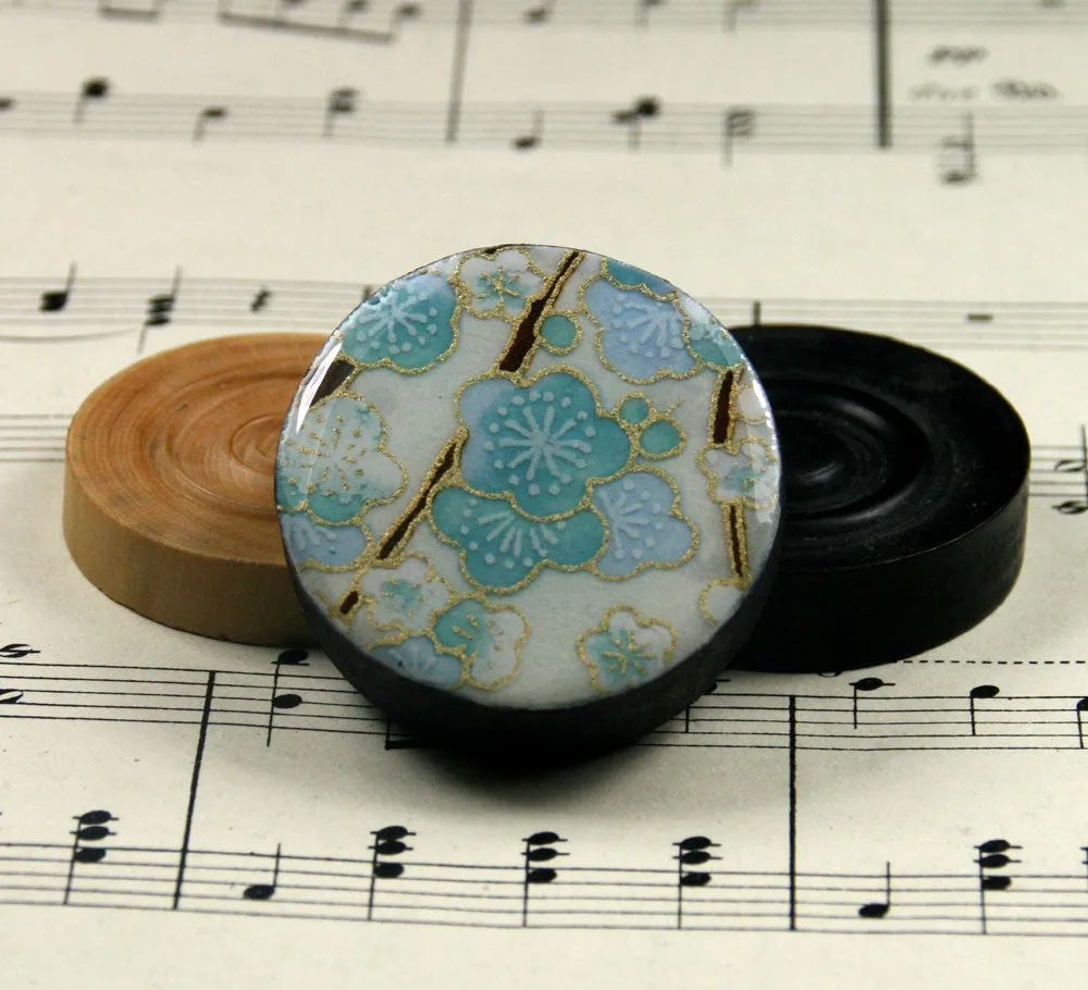 Draughts Piece Brooch - Sakura Blue