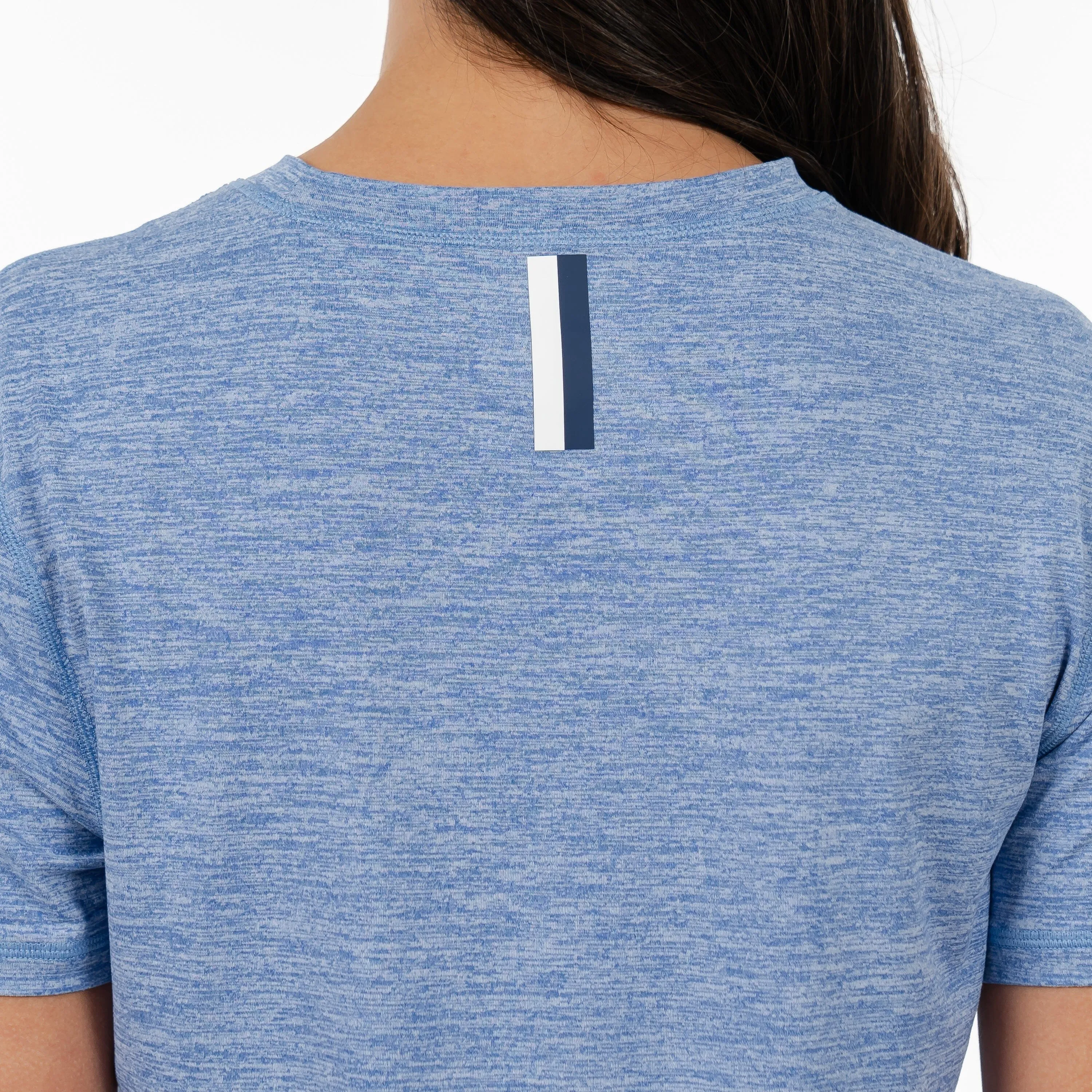 Drift Performance Crop Tee | Heather - Bunker Blue/White