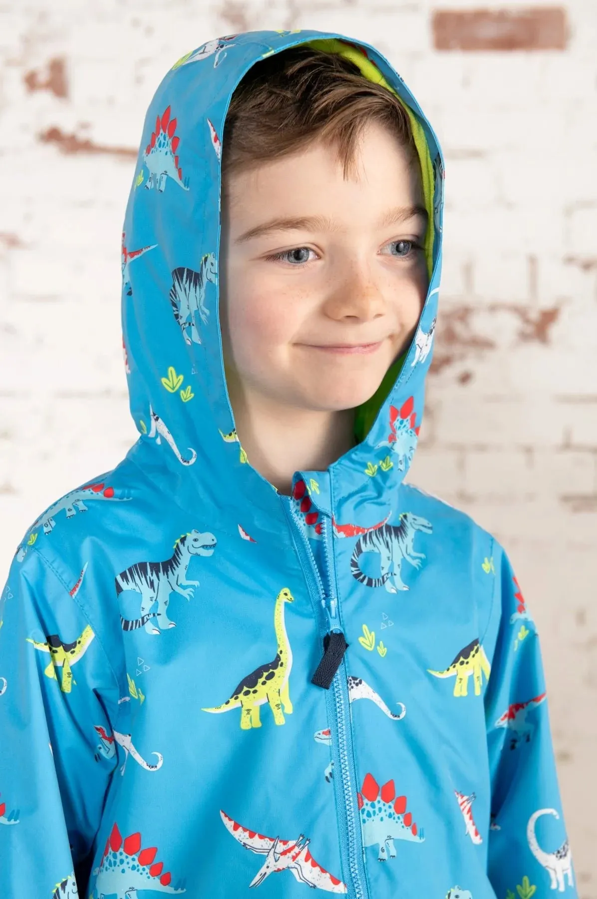 ETHAN COAT - BLUE DINO PRINT