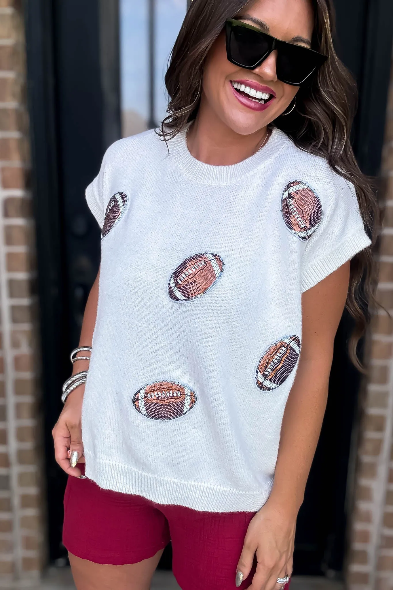 Game Day Football Patch Sweater Top