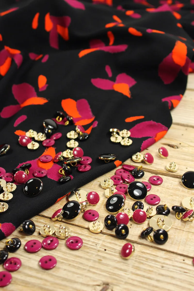 Églantine & Zoé - Petali Black Liquorish ECOVERO™ Viscose Twill Fabric