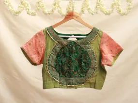 Green, cotton, Hand embroidery blouse