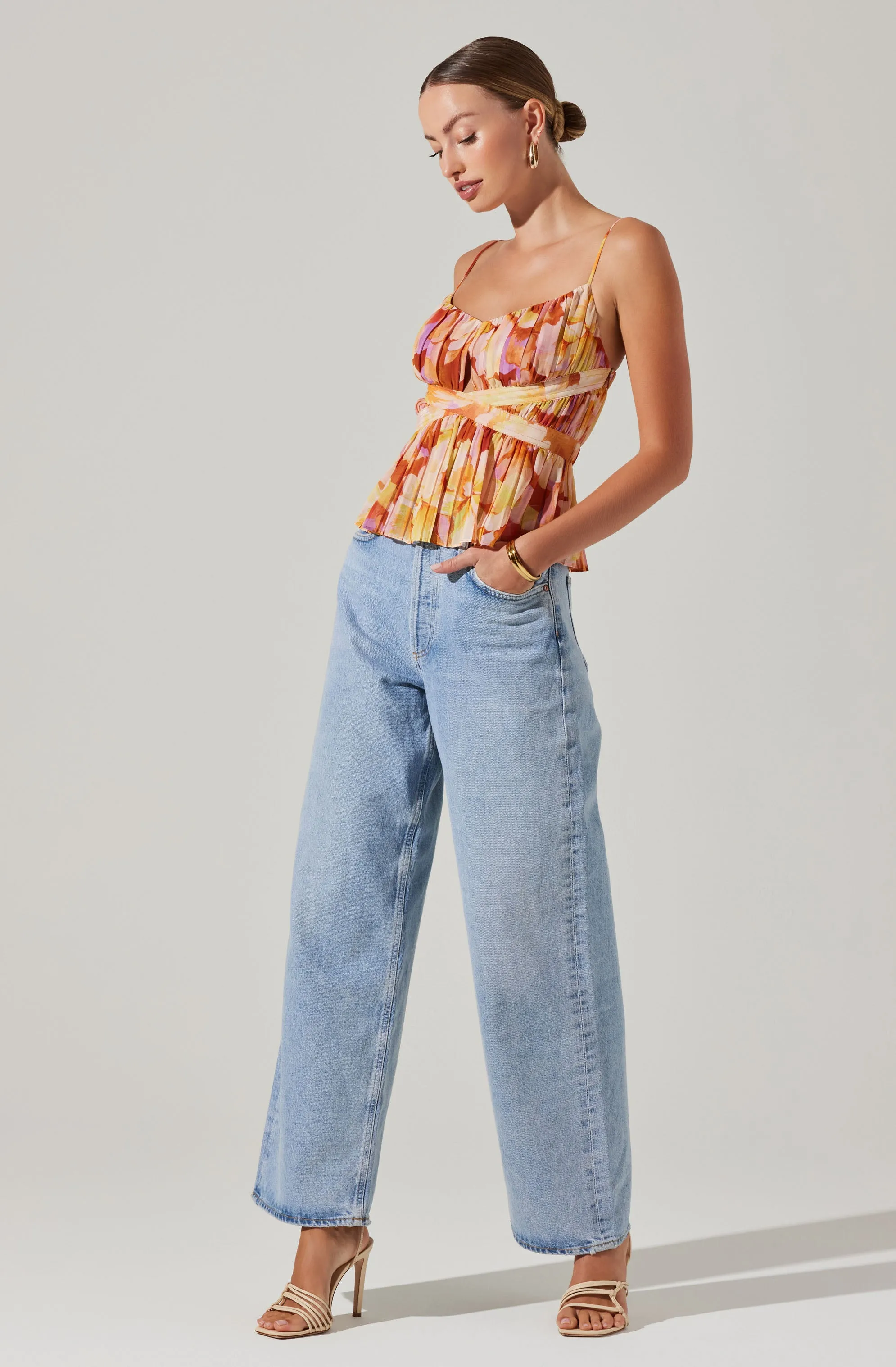 Katie Pleated Floral Top