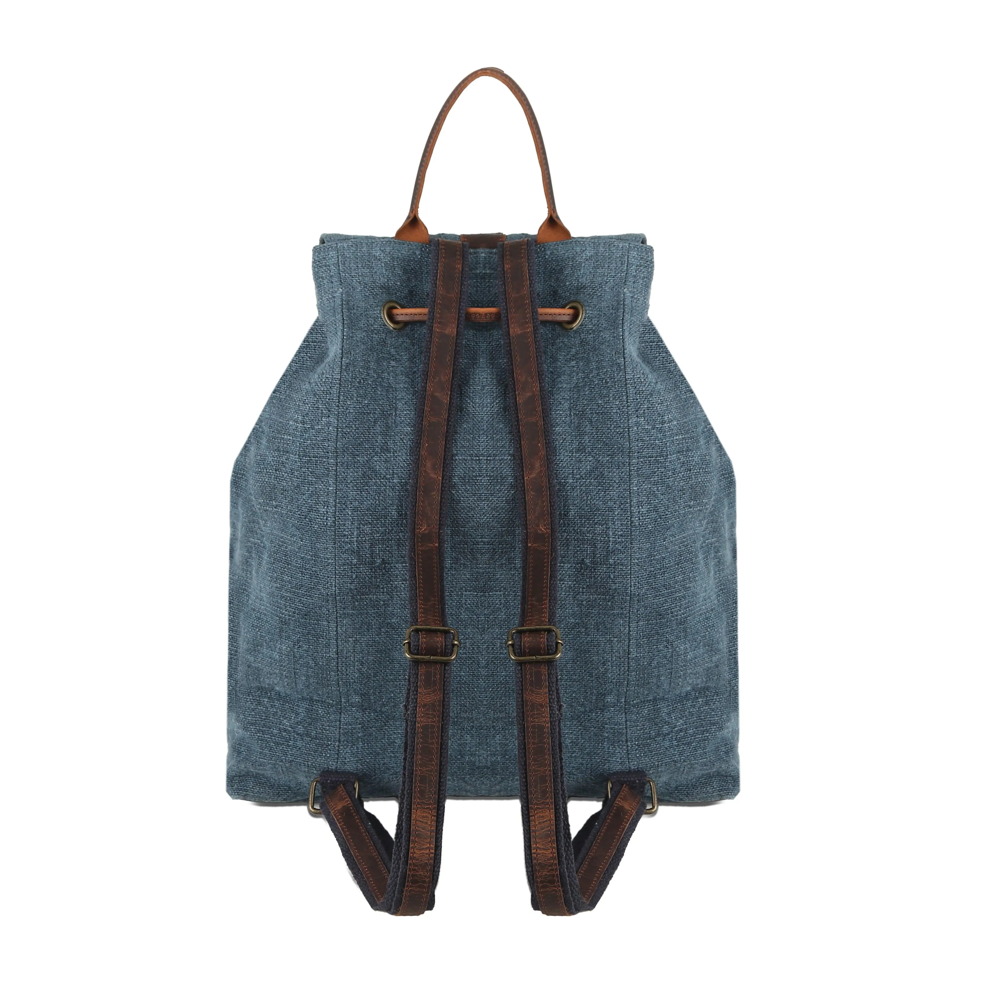 KomalC backpack for Women and Men, made with high-quality Jute & Premium Buffalo Leather accents- Stylish, Eco-friendly & spacious design for everyday use | college travel (Delphinium)