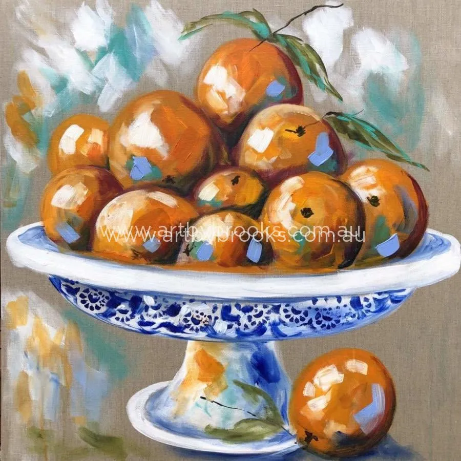 Oranges in blue   - art print