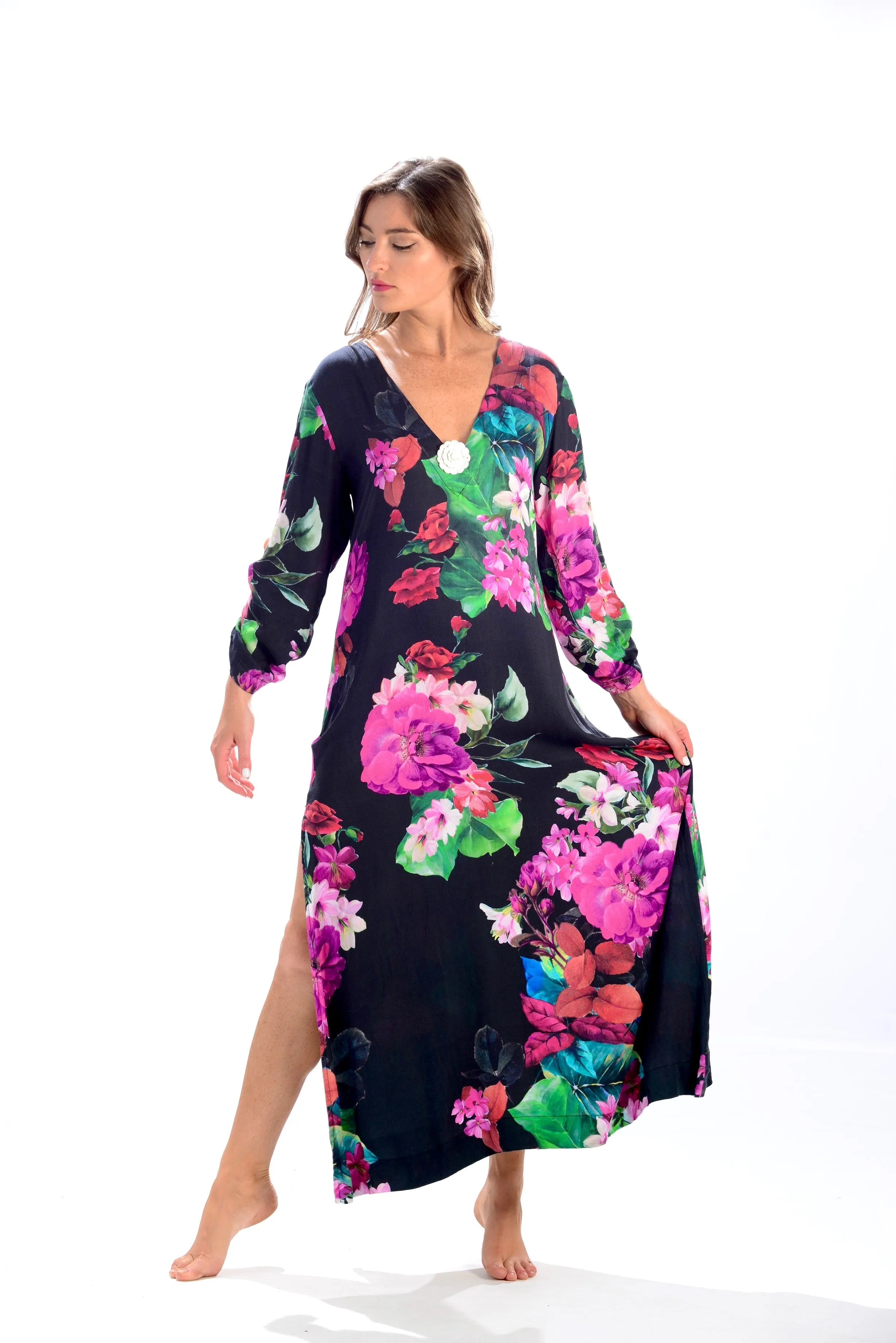 Seychelles Dress-Kaftan / Black Tropical