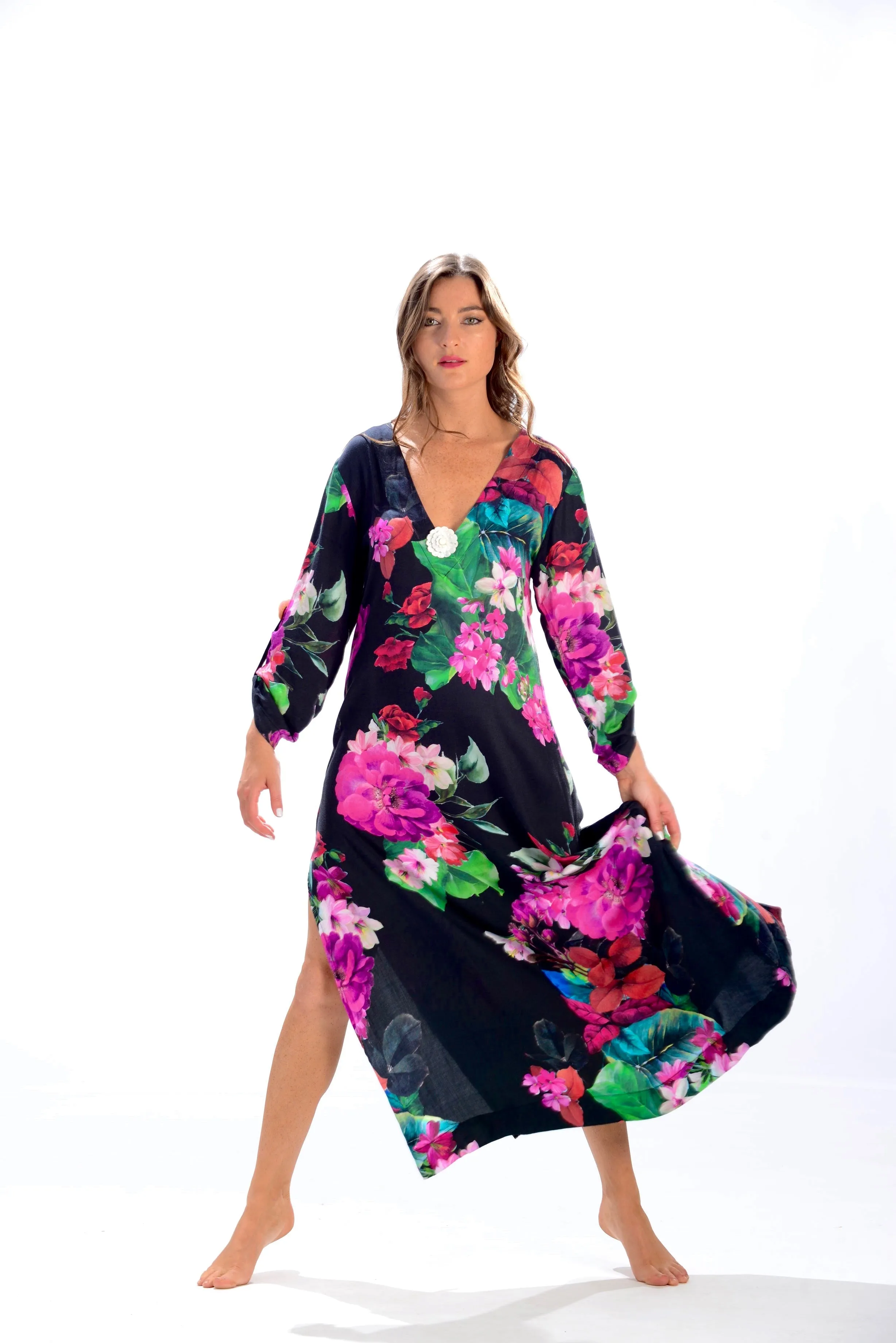 Seychelles Dress-Kaftan / Black Tropical