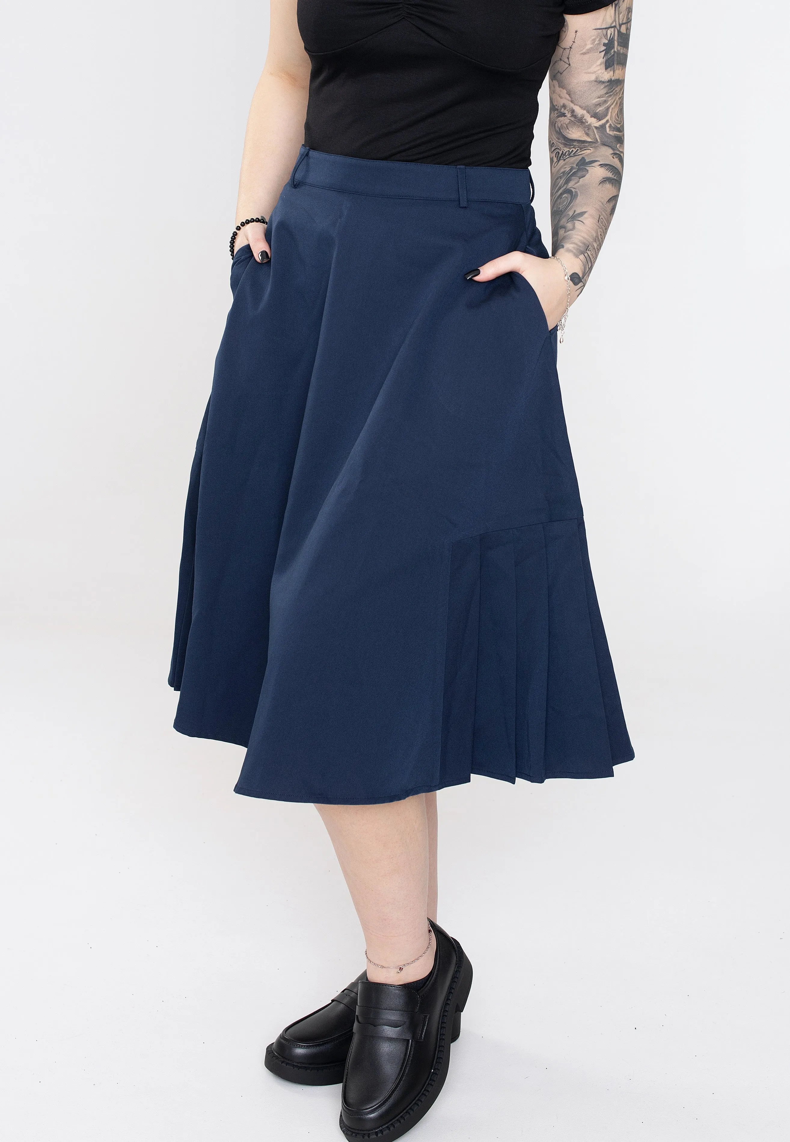 Voodoo Vixen - Nyla Knee Length Navy - Skirt