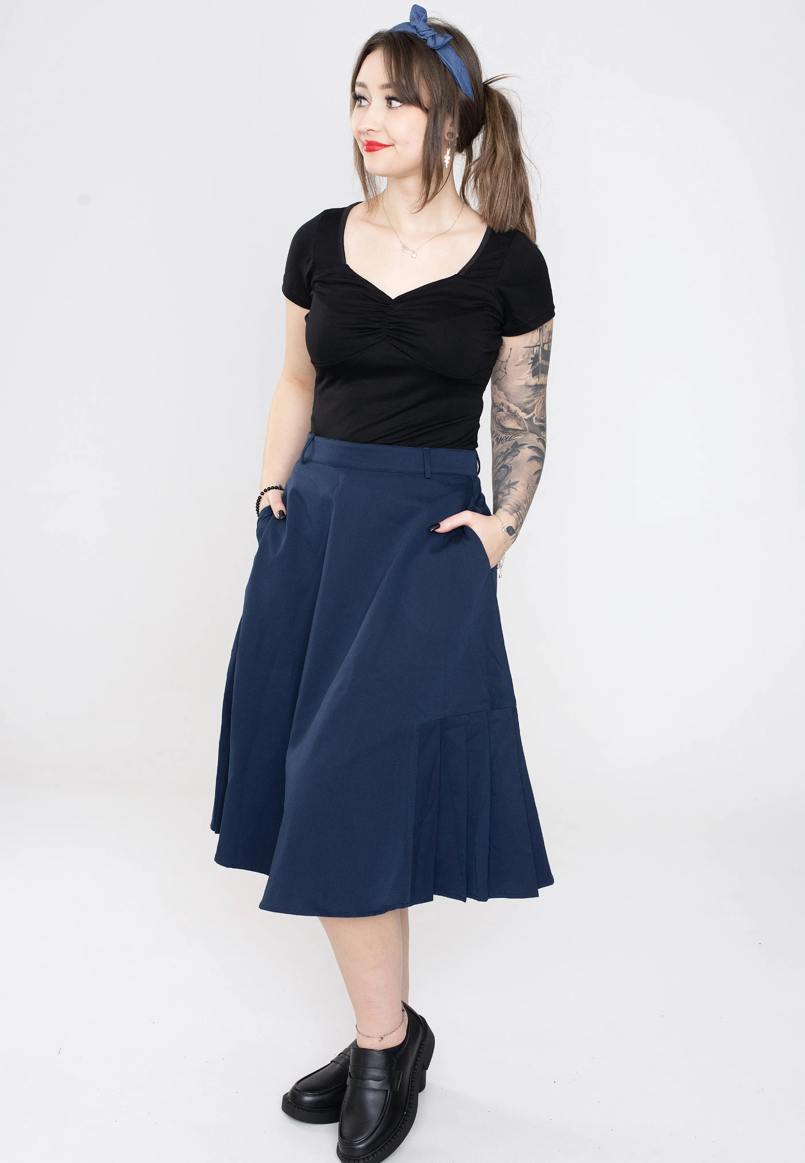 Voodoo Vixen - Nyla Knee Length Navy - Skirt